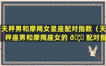 天秤男和摩羯女星座配对指数（天秤座男和摩羯座女的 🦉 配对指数是 🌳 多少）